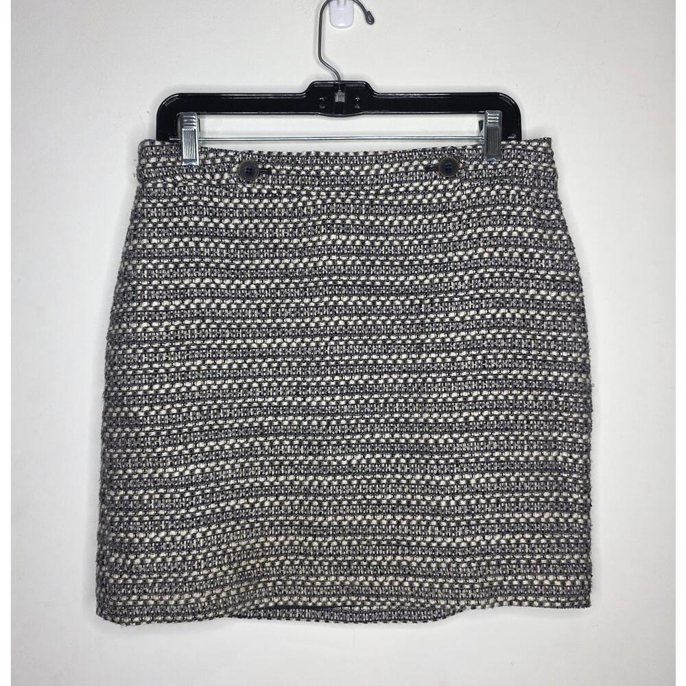 Ann Taylor Loft black white boucle tweed skirt - 6 - office siren career